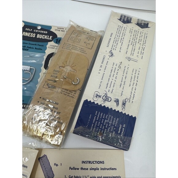 12x Vintage Sewing Lot Buckle Cover Kit E-z Belt Set Contour Metal Wire Harness - Picture 15 of 16